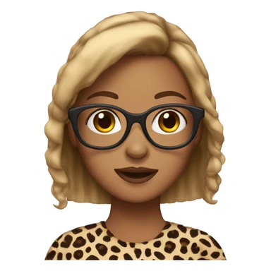 girl with brown hair and blonde highlights and cheetah glasses  sticker