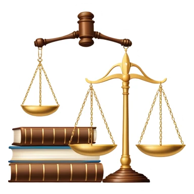 An icon featuring a gavel, legal scales, and a law book, symbolizing the study of law. The design includes a courthouse silhouette in the background, representing justice and legal systems. Transparent background highlights the principles of law and legal practice. sticker