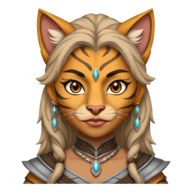 ESO female khajiit warrior with lashes and earrings sticker