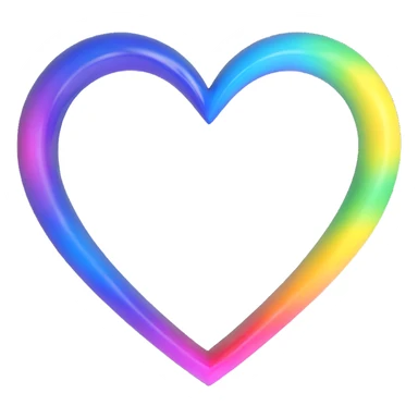 3D emoji style rainbow heart with holographic shimmer sticker