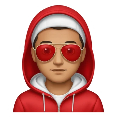 man with aviator sunglasses wearing a red hoodie sticker