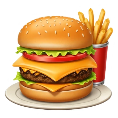 1950s diner food meal. Cheese Burger and fries sticker