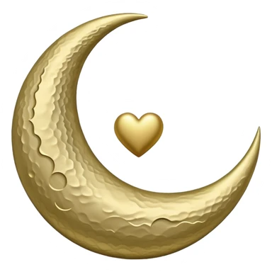 khaki crescent moon with a small heart sticker