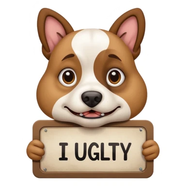 ugly dog holding a sign that says “i’m ugly” sticker