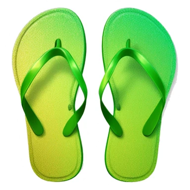 Realistic metallic gold lime green gradient pair of summer flip flops isolated. sticker