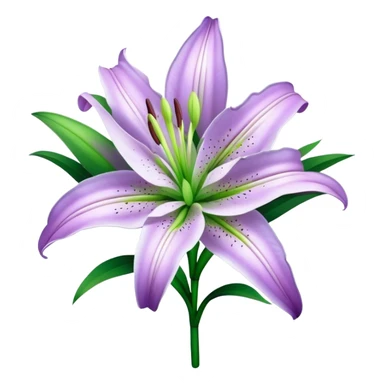bouquet Light Purple Lily, luxuriant, leaf, bud sticker