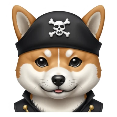 Black and white Shiba Inu pirate sticker