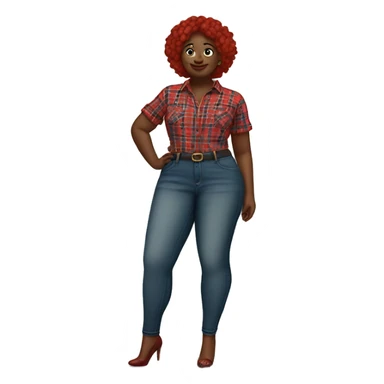 Curvy woman plaid jeans and red Polk a dot shirt sticker