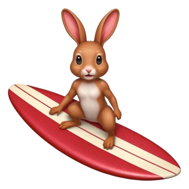 Surfing rabbit Happy Red Glitter  sticker