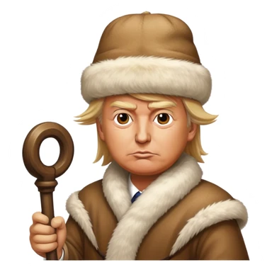 Donald Trump is a king in a fur hat, holding a staff
realistic sticker