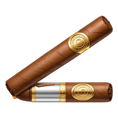 A luxury cigar emoji made of silver chrome, smooth metallic texture, minimal shape, glossy reflections, rich swag aesthetic, iOS emoji style, centered, clean white background sticker