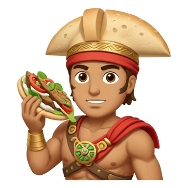 A Greek warrior eating a gyro sticker