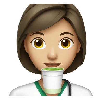 Brunette nurse drinking matcha latte sticker