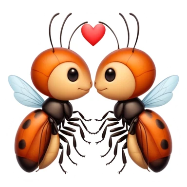 Two cute little bug, giving each other a kiss, and some words that say "Te amo mi bichín"  sticker