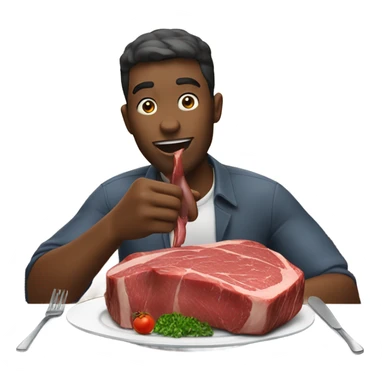 person eating giant steak sticker