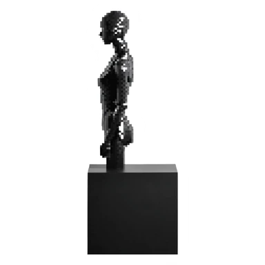 Minimalistic flat vector icon, iOS style, thin black contour on white background. Matte black mannequin in front of in 3D monochrome style. skulpt sticker