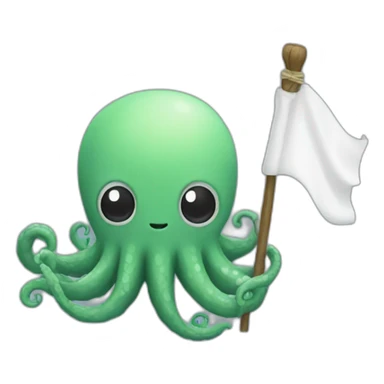 cute kraken hanging a white flag sticker