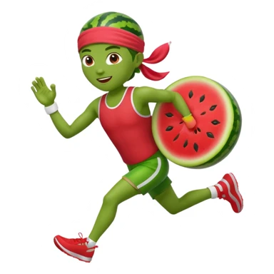 Running Watermelon with arms and legs with a sports headband  sticker