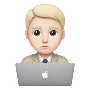 sad office worker at a MacBook sticker
