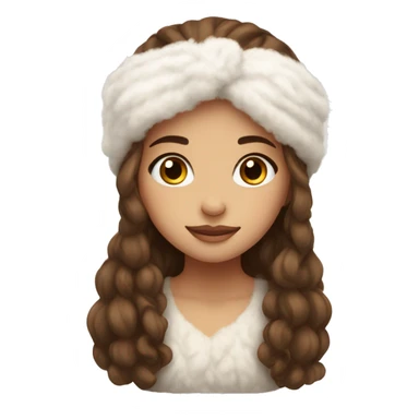 beautiful girl with a white warm fluffy headband long brown hair cozy sticker