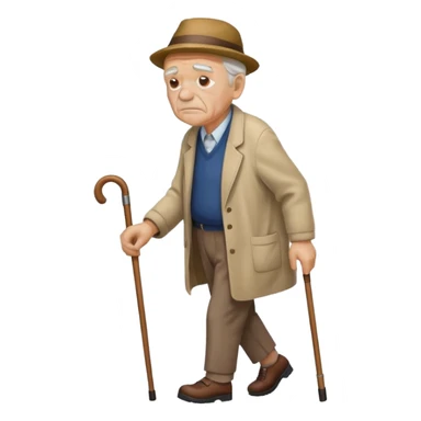 IDOSO COM BENGALA ANDANDO TRISTE sticker