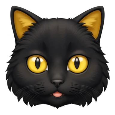 worried black cat face sticker