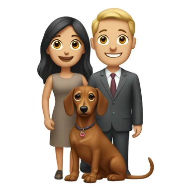 Couple with 2 dachshunds dogs sticker