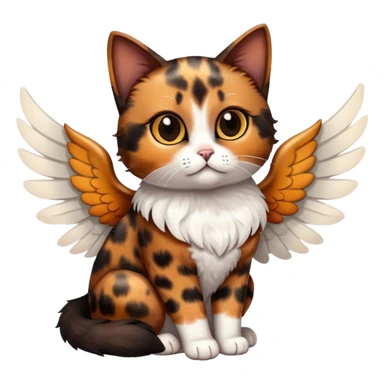 tortoiseshell mostly brown and black no white cat angel wings sticker