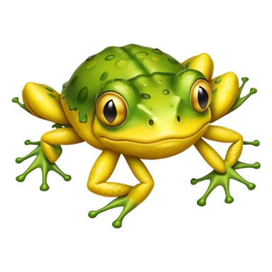 Lemon with frog legs and a face sticker