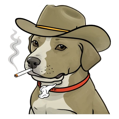Dog smoking with cowboy hat  sticker