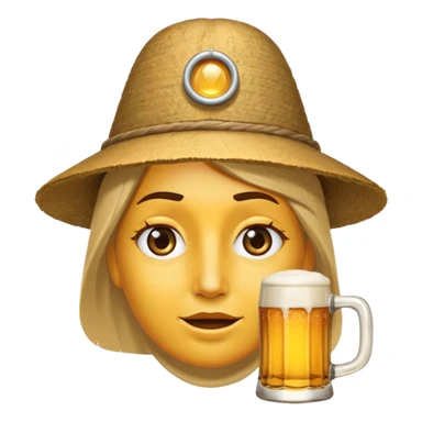 Erstelle das Emoji "zwinkerndes Gesicht" mit Bierkrug und Hut sticker