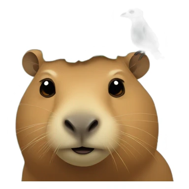 capybara with bird on the head sticker