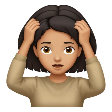 Biracial girl with dark hair pulling her hair out sticker