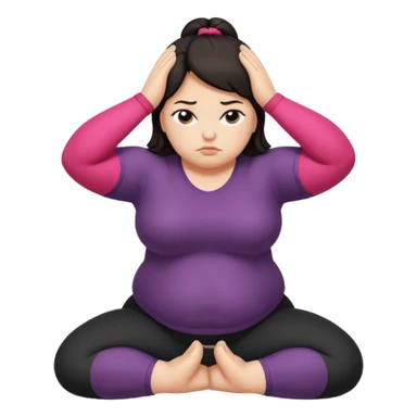Sad fat girl doing crow pose dark hair sticker