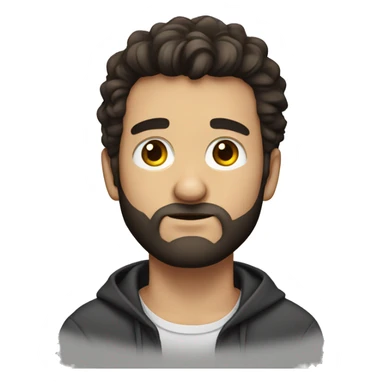 dark haired, trimmed beard, white bored young man sticker