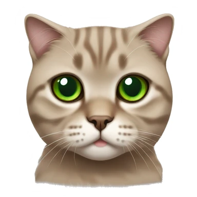 Brown scottish fold cat with green eyes  sticker