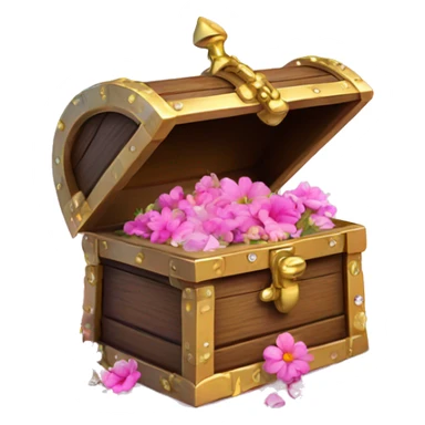 Treasure box filled with flowers with diamonds pink wet  sticker