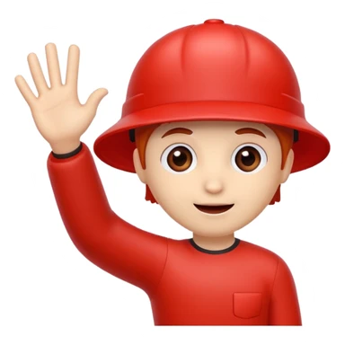 red blood cell with a small hand raised saying goodbye sticker