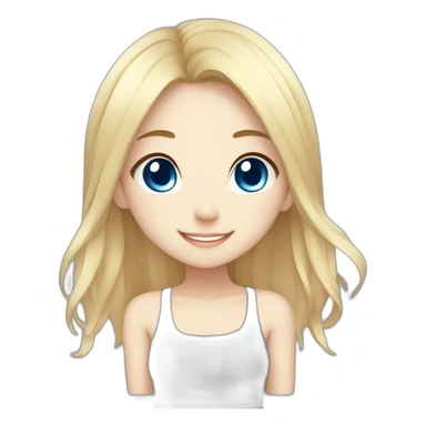 anime chibi-style, happy girl, blonde hair, blue eyes,  sticker