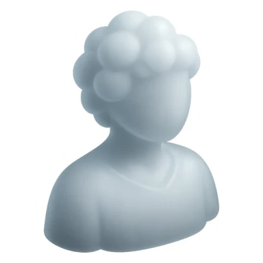 A person from the shoulders up, entirely composed of white fluffy, convex clouds sticker