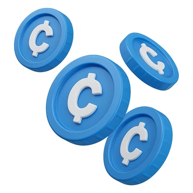 Des pièces de monnaie virtuelles bleus en mode rendu 3D pour un jeu vidéo sticker