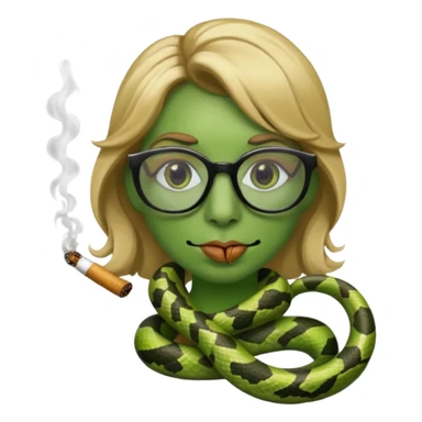can you create a sneaky bitch SNAKE with big glasses smoking a cigarrette? the SNAKE needs to have dirty blonde hair sticker