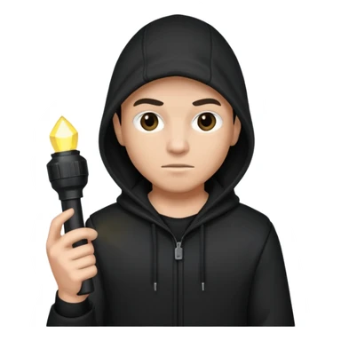 Thief with black hood and flashlight sticker