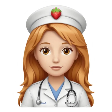 nurse with long strawberry blonde hair with brown eyes sticker