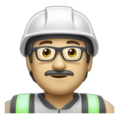 Turkish electrical engineer with white helmet and phosphorescent protection vest sticker