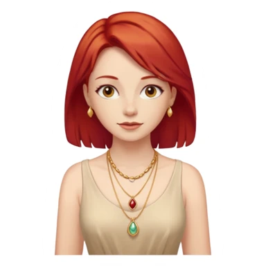 lady-in-light beige-dress-,-red-hair,-wearing-necklace sticker