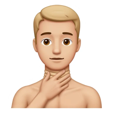 Man holding his neck sticker