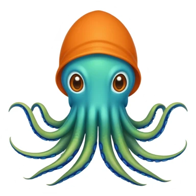 Make the squid emoji blue + green and make the squid have a Orange shirt sticker