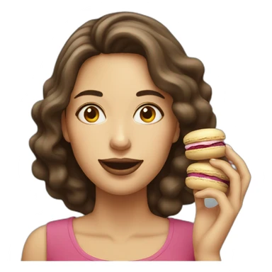 a woman eat macaroons sticker