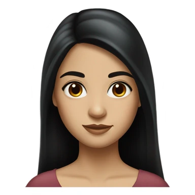 Realistic Beautiful Spanish girl brown eyes straight very long dark black hair  sticker